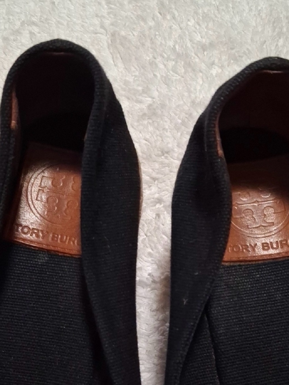 Tory Burch Black Espadrille Peep-Toe Wedges - Picture 8 of 9